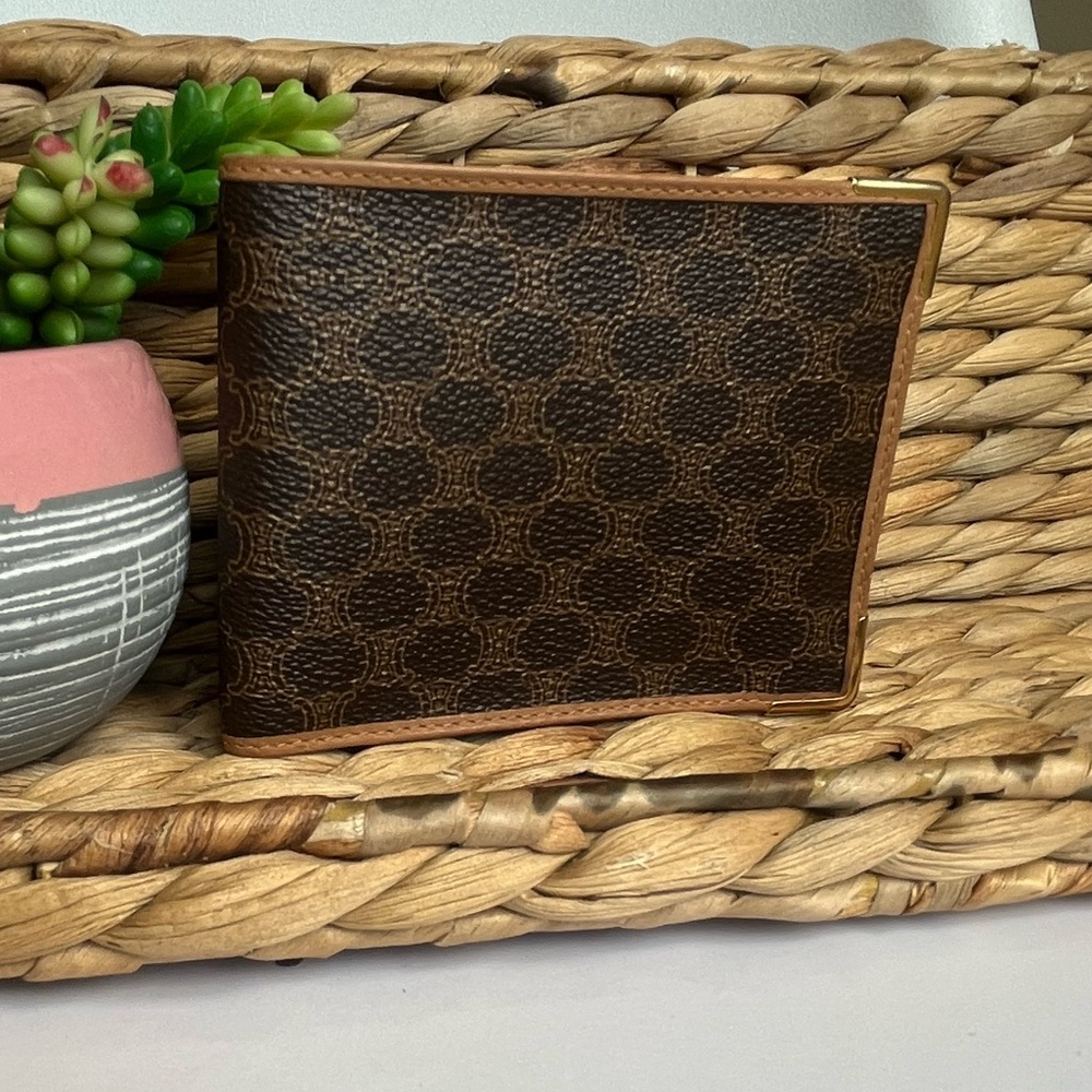Celine Macadam 1996 Vintage Bifold Wallet-Brown/Tan